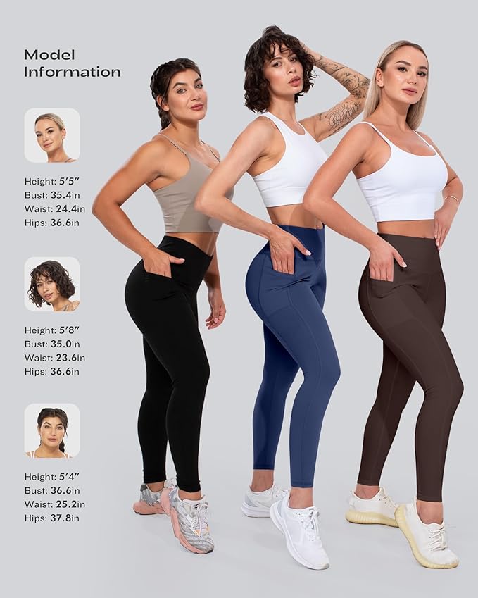 CHRLEISURE Leggings with Pockets for Women, High Waisted Tummy Control Workout Yoga Pants