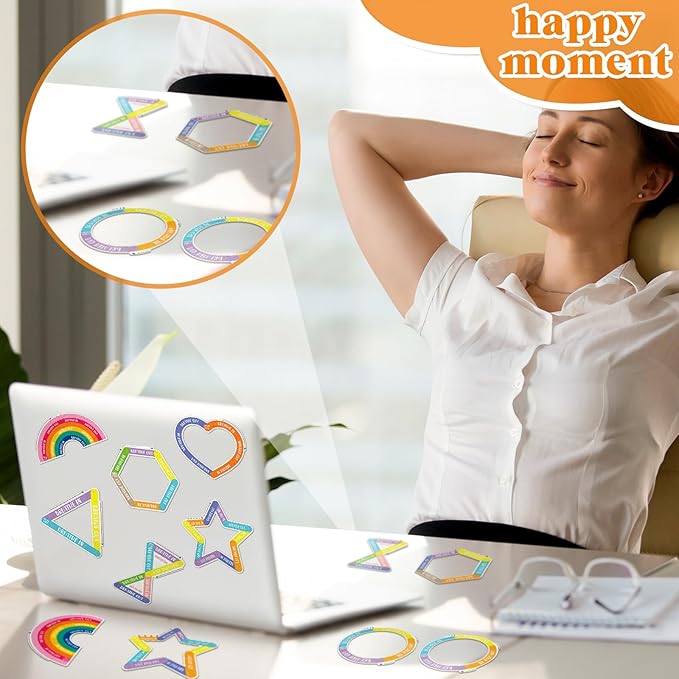 Crtiin 50 Pieces Anxiety Sensory Stickers for Anxiety Relief Items Mental Health Stickers Fidget Textured Strips for Office Classroom Desk Relieve Adult Stress(Vivid Style)