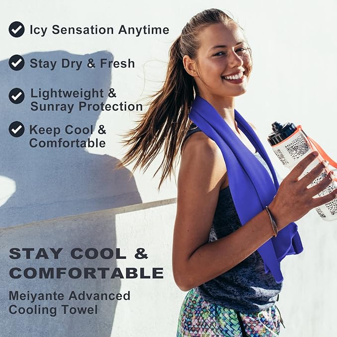 Cooling Towel for Neck and Face - 43.3" x 15.7" - Quick-Dry Microfiber - Ideal for Hot Weather, Gym, Fitness, Camping, Yoga Sport, Golf - Navy Blue