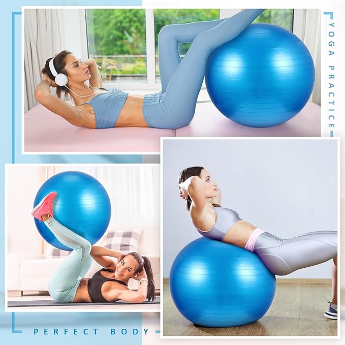 10 Pcs Yoga Starter Kit Include Yoga Mat with Carry Strap, 2 Yoga Blocks, Yoga Strap, Yoga Pilates Ball, 5 Resistance Bands with Air Pump Yoga Mat Set and Kit for Beginners Women and Men
