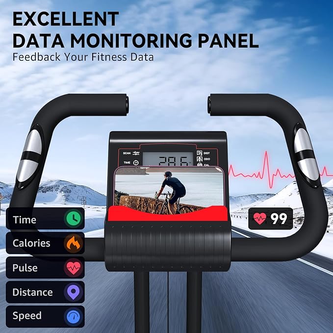 Foldable Exercise Bike for Small Apartments, Stationary Bikes for Home, Indoor Portable Cycling Bike with 16-Level Magnetic Resistance, 260LBS Capacity, 5.5 LBS Flywheel, Designed for Small Space Workout 816