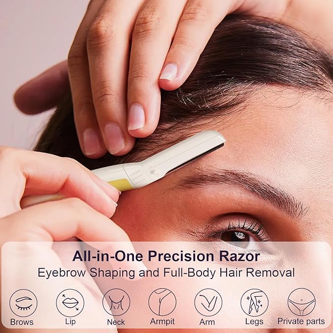 Face Razors for Women, Dermaplane Razor for Women Face, Eyebrow Razor, Dermaplaning Tool, Skin Safe Microblades, Peach Fuzz Remover (12ct, Solar Veil)