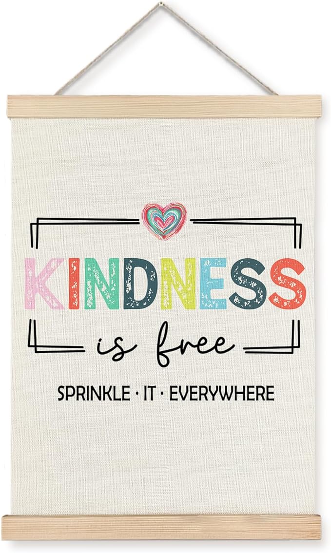 JINYO Inspirational Wall Decor, Kindness Is Free Motivational Wall Art Poster, Inspirational Positive Quotes Canvas Prints Wall Decor for Home Living Room Bedroom Dorm Office, 12x16 Inches