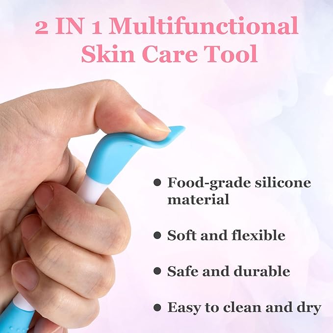 4pcs Silicone Facial Cleansing Brush, 2 in 1 Double-Sided Facial Scrubber Pore Cleansing Brush, Reusable Face Mask Applicator Tool Skincare Accessories for Makeup, Blackheads Removal
