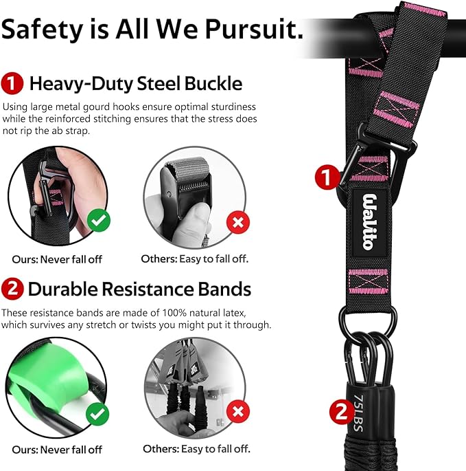 Pull Up Assistance Bands Set, Heavy Duty Adjustable Pull Up Assist Band with Feet Rest, Strength Training Bands for Home Gym Fitness, Pull-Up Bar, Calisthenics and Body Stretching