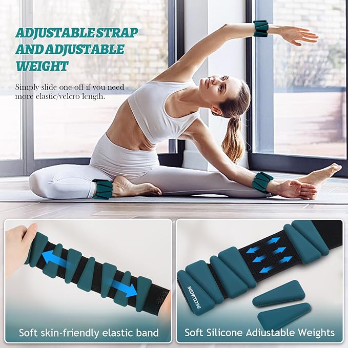 Ankle Weights Set of 2 (1 lb/2 lb/3 lb Each) Adjustable Wrist Weights for Women Men Wearable Arm Leg Weight for Pilates, Running, Walking, Workout, Yoga