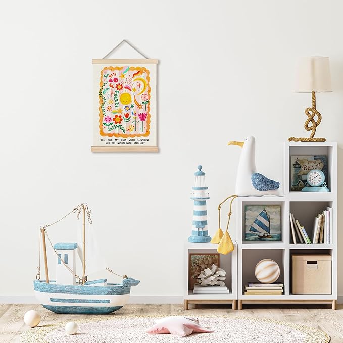 JINYO Nursery Wall Decor, Boho Sun Sunshine Nursery Wall Art Poster, Boho Nursery Decor, Boho Kids Room Decor, Wildflower Inspirational Wall Art for Kids Baby Children Toddler Room Nursery, 12x16 Inches