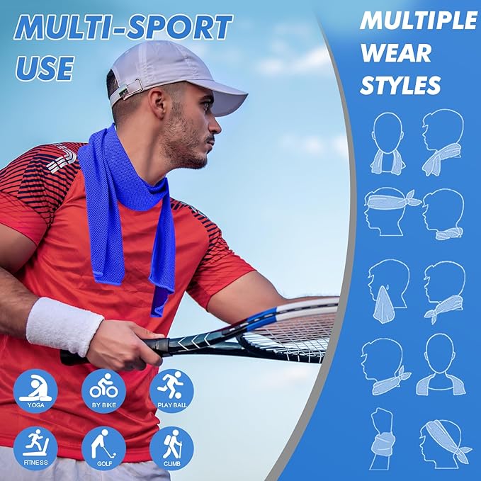 4 Pack Cooling Towels (47"x12") for Neck and Face, Ice Towel for Hot Weather, Soft Breathable Chilly Gym Towels, Microfiber Towel for Work Out, Yoga, Running, Camping & More Activities