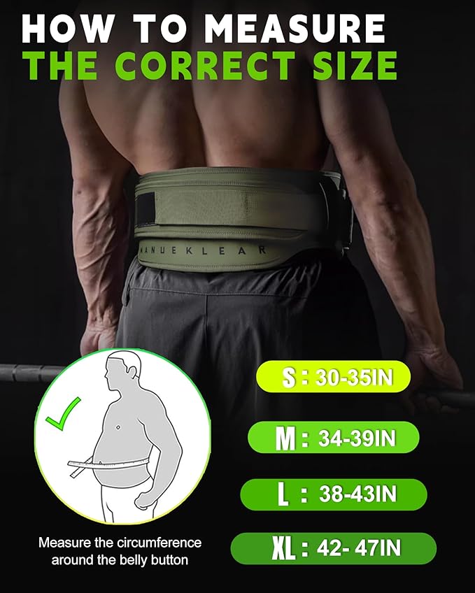 MANUEKLEAR Weight Lifting Belts for Men and Women, Gym Weight Belt with Carabiner Quick Locking, Double-Layer Weightlifting Belt for Workout Squat Powerlifting Deadlift