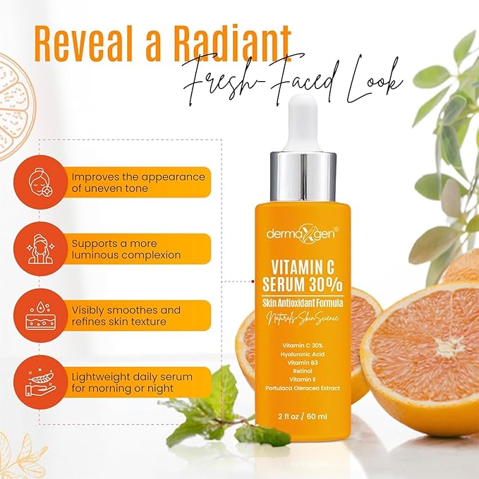 30% Vitamin C Serum (2 Fl Oz) Pure Organic Anti- Wrinkle + Hyaluronic Acid + Retinol + Vitamin E + Vitamin B, Facial Serum For Anti-aging, Wrinkles, And Fine Lines.