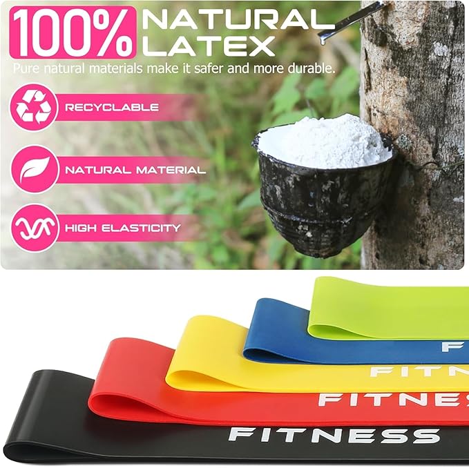 Resistance Bands for Working Out, Exercise Bands Resistance Bands Set with 5 Resistance Levels, Latex Loop Bands for Women Men, Workout Bands for Legs, Glutes, Strength Training, Yoga, Home Gym