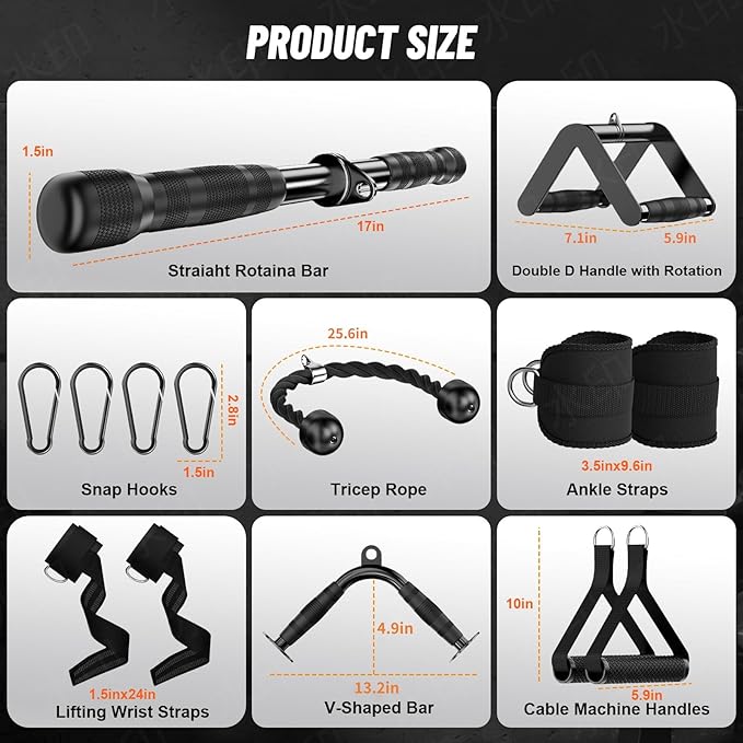 Cable Machine Attachment for Home Gym, Tricep Press LAT Pull Down Attachment, Cable Machine Accessories, Tricep Press Down Cable Attachment for Weight Fitness Multiple Options