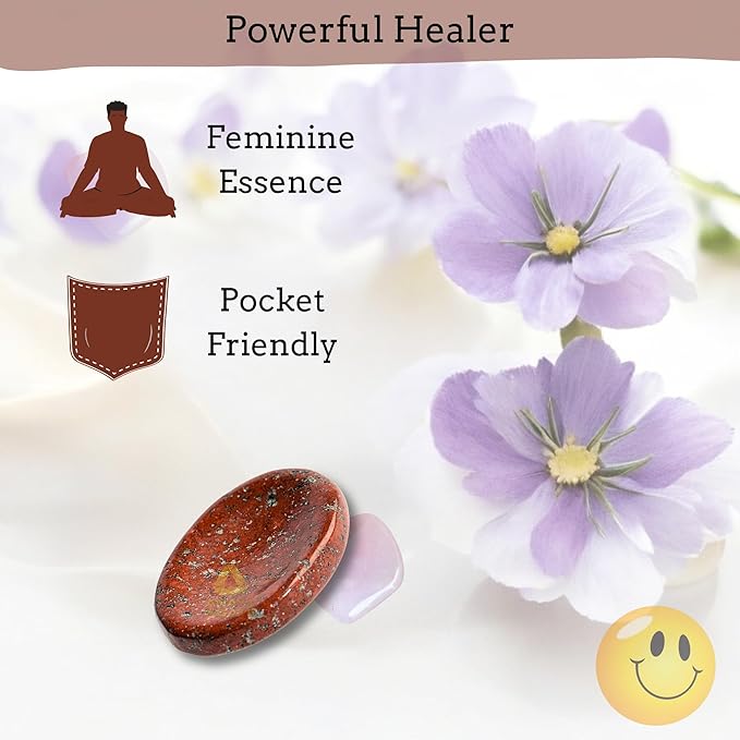 Red Que Sera Worry Stones – Crystal Thumb Worry Stone for Anguish, Stress – Relaxing & Soothing Balance Stones for Meditation, Relief – Healing Stones & Crystals for Men, Women