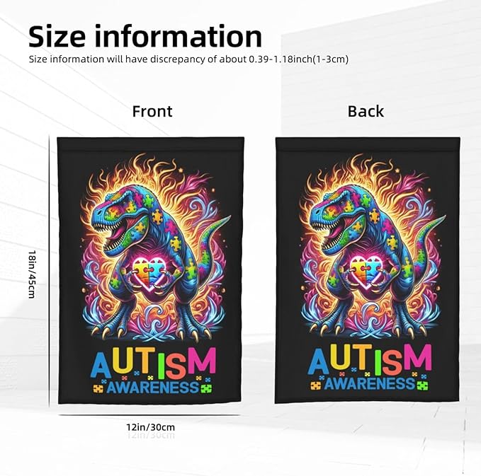 Dinosaur Autism Garden Flag 12 X 18 Inch Home Indoor & Outdoor Vertical Double-Sided Flags Yard House Farmhouse Sign For Home Garden Decoration