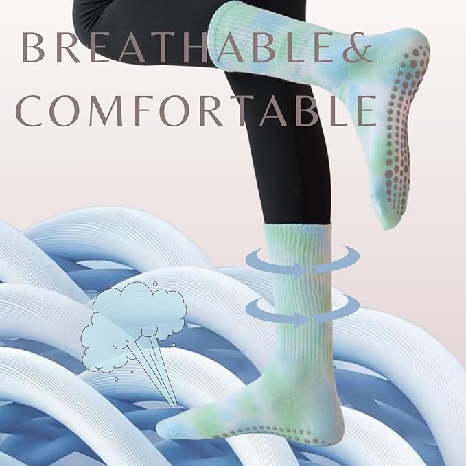 3/6 Pairs Cute Pilates Socks with Grips,Yoga Socks Barre Sock Non Slip Embroidery for Barre Ballet Barefoot Workout