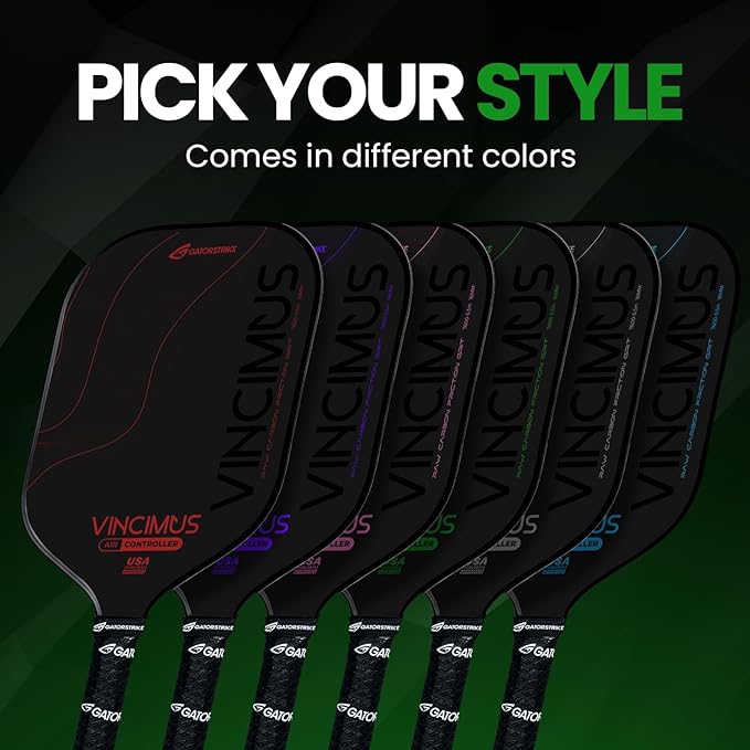 Vincimus Air Controller T600 Pickleball Paddle, T600 Carbon Fiber Pickleball Paddle with Enhance PP Honeycomb 16mm Core, 8.1oz with GatorGrit Face