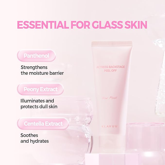 KLAVUU Actress Backstage Glow Peel Off Face Mask (2.4 fl.oz/70ml) - Radiance Boost, Deep Hydration for Women Peeling and Exfoliating for Silky Smooth, Even-Toned Glass Skin, Korean Skin Care for women