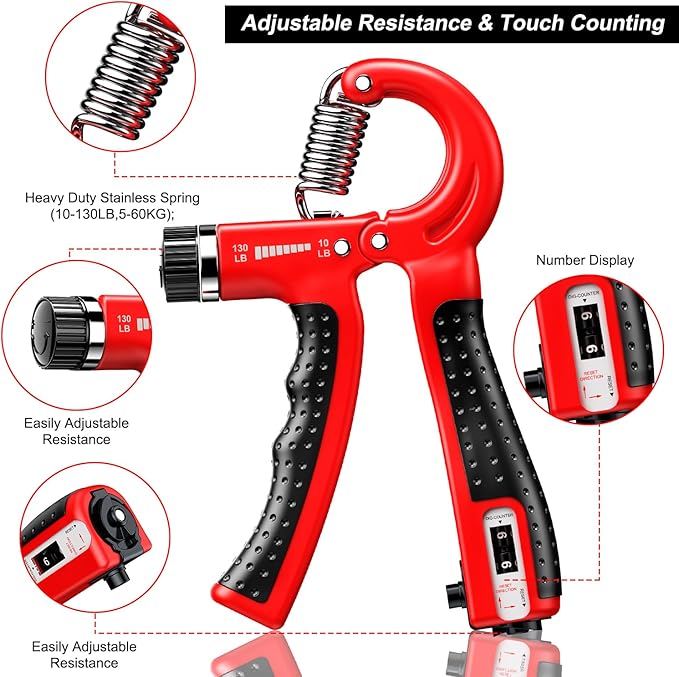 KDG Hand Grip Strengthener 2 Pack Adjustable Resistance 10-130 lbs Forearm Exerciser,Grip Strength Trainer for Muscle Building and Injury Recovery for Athletes