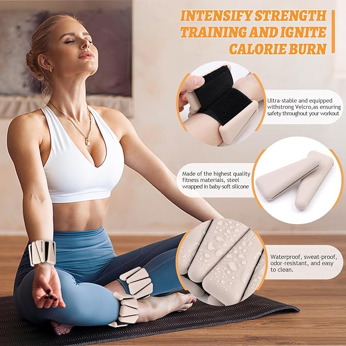 Ankle Weights Set of 2 (1 lb/2 lb/3 lb Each) Adjustable Wrist Weights for Women Men Wearable Arm Leg Weight for Pilates, Running, Walking, Workout, Yoga
