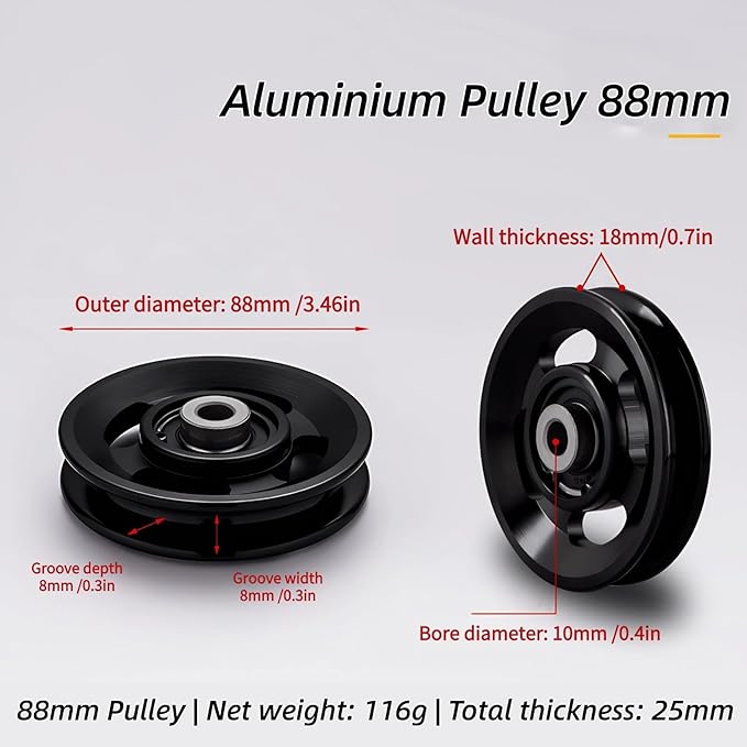 Pulley system for home gym, Aluminum GYM Pulley Wheel Universal Aluminum Alloy Bearing Pulley Wheel for Cable Machine Gym Equipment Part Garage Door