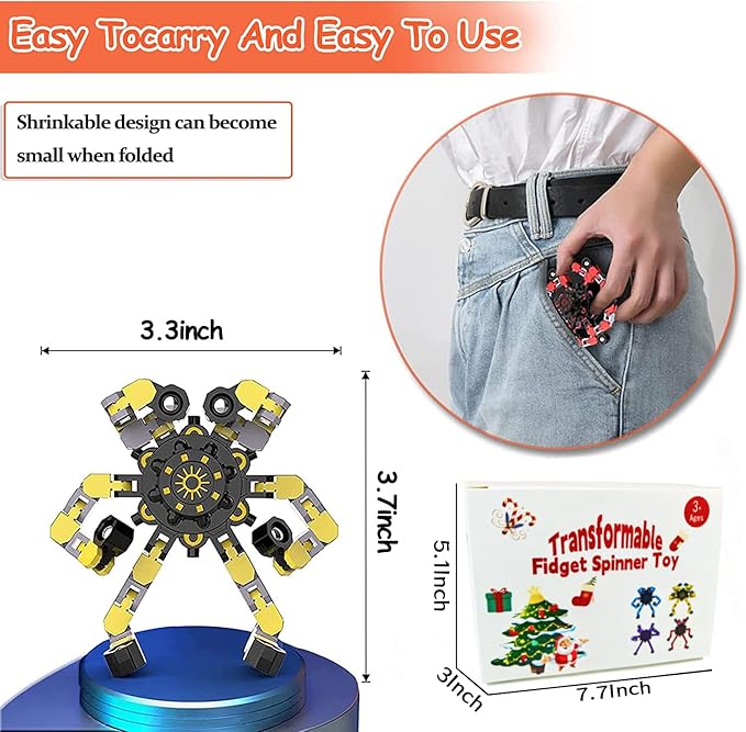 18pcs Random Fidget Spinners,DIY Deformable Robot Fingertip Toys,Decompression Spinner,Deformable Creative Mechanical Gyro Toys,Stress Relief Mechanical Chain Toy for Kids Adults,Party Supplies