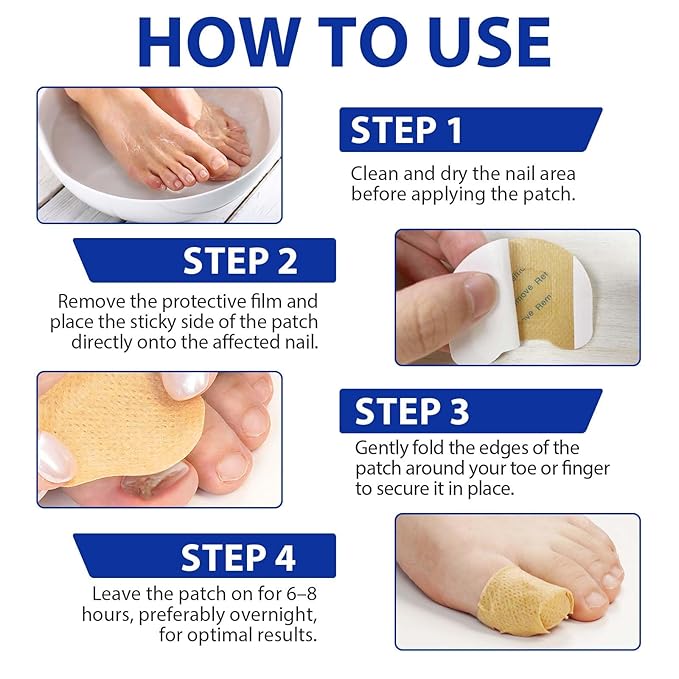Toenail Treatment Extra Strength - 32 Pcs Nighttime Nail Patches, Overnight Toe Nail Treatments for Damaged Nails Foot Nails Repair and Care, 8-Hour Restores Healthy Appearance (2PCS)