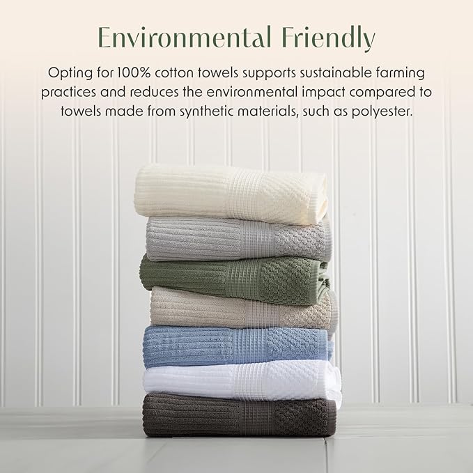 Springtree Home 100% Cotton Bath Towel Set of 4 | Super Soft & Absorbent with Quick-Dry Fibers | 4 Bath Towels | Textured and Durable Cotton | Krista Collection - Dusty Blue