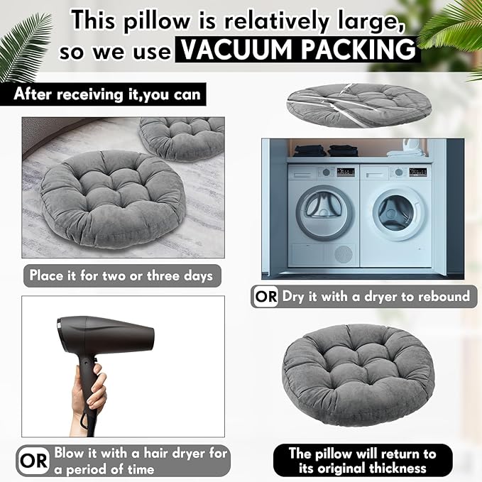 Jerify 6 Pcs Round Floor Pillows Cushions 22 x 22 Inch Large Flexible Seating Cushion Classroom Furniture Floor Pillow for Kids Adults Home Daycare Preschool Yoga Meditation Gift (Bright Gray)
