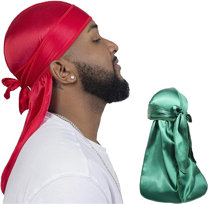 ForceWave 2 Pieces Silky Durag Pack for Men Women Waves, Premium Satin Deluxe Du-rag
