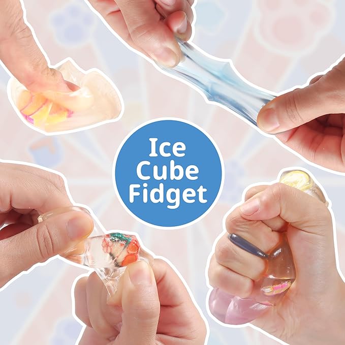 Jongdari Small Ice Cube Squishy Stress Cubes Balls Fidget Toys, Slow Rise Anxiety Relief Sensory Squeeze Toy Birthday Gifts Party Favors for Kids & Adults - 20pcs, Random Fruit Styles