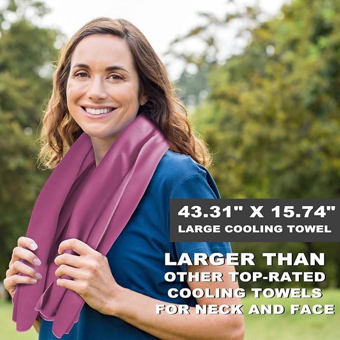 Ice & Sweat Towels, 43.3" x 15.7" - Cooling Neck Wraps for Summer Heat - Quick Cool Down for Gym, Running, Golf, Yoga & Sports