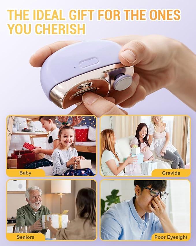 Electric Nail Clipper, 2026 New 2 in 1 Automatic Nail Trimmer with Polishing, 2-Speed Adjustable, Multifunctional Nail Trimmer for Seniors, Kids, Adults (White)