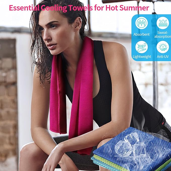 Cooling Towels for Neck/Face Ice Towel Cooling Neck Wraps for Hot Weather Sweat Towels Microfiber Chilly Towel cold Rags Soft Breathable Quick Dry for Indoor /Outdoor/Yoga/ Gym/Working out(40''x12'')