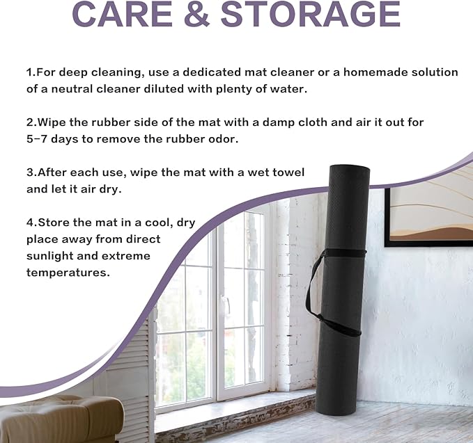 UMINEUX Extra Thick Yoga Mat, 2/5 Inch (10MM), Natural Rubber and TPE Non Slip Yoga Mats with Strap for Women Men, Eco Friendly Exercise Mat for Yoga, Pilates and Home Workout