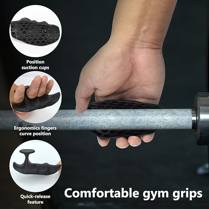 Rubber Gym Grips Fingerless Workout Gym Gloves, Workout Grip for Men Women Crosstraining Hand Palm Protection, Weight Lifting Grips for Bodybuilding, Deadlifts