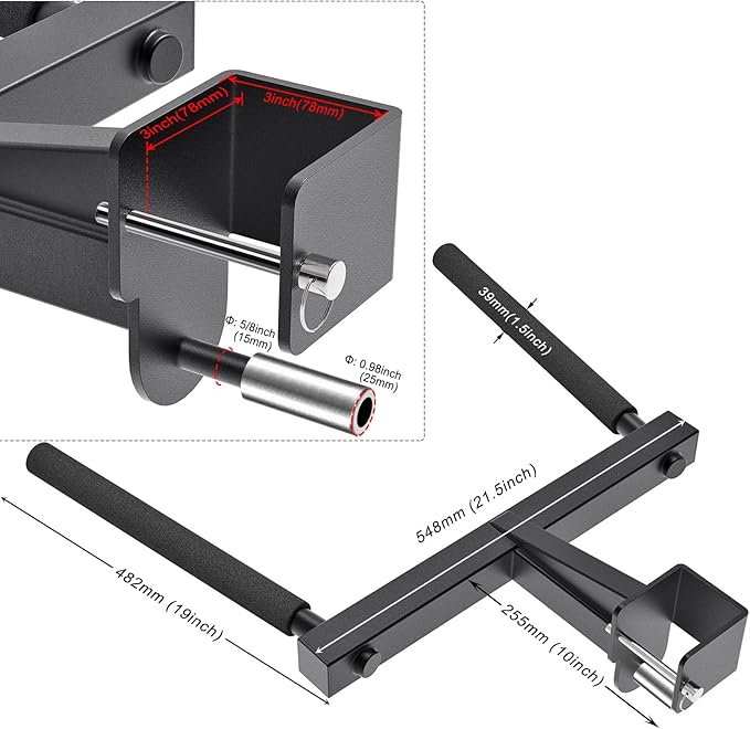Kipika Y-Shaped Dip Bar for Power Cage with 5/8" or 1" Hole - Dip Bar Attachments for Home Gym - Heavy Duty Power Rack Attachments - Squat Rack Accessories for Strength Training