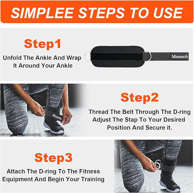 Ankle Straps for Cable Machine Attachments - Gym Ankle Cuff for Kickbacks, Booty Workouts - Ideal for Leg Extensions, Glute Exercises, and Full-Body Workouts - Suitable for Men & Women