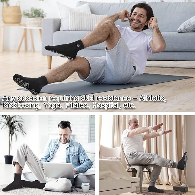 Ozaiic Non Slip Socks Grip for Yoga Home Workout Pure Barre, Pilates, Hospital, Ideal Cushion Socks for Men and Women