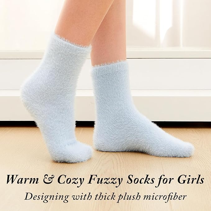 Geyoga 6 Pairs Fuzzy Socks for Women Cozy Fluffy Slipper Socks Mink Velvet Soft Winter Warm Sleeping Christmas Gifts