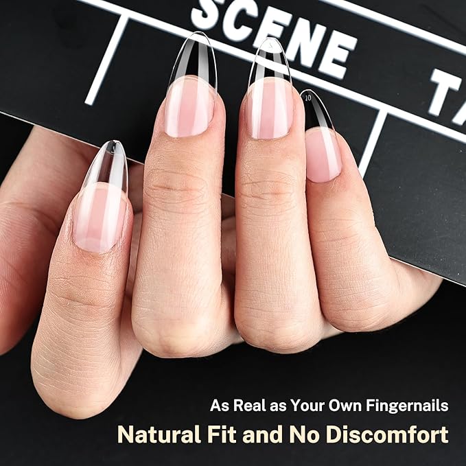JODSONE Droplet Shape Nail Tips Soft Nail Gel Tips Full Cover Half Matte Clear Gelly Press on Flase Nail Tips for Extension Nail Manicure 12 Sizes 240Pcs