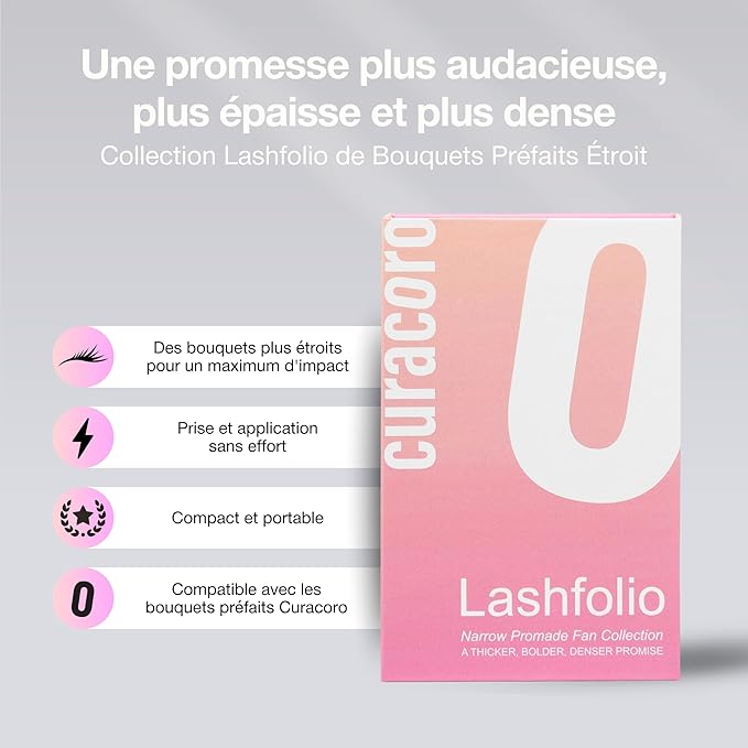 Curacoro LashFolio Narrow Promade Fans, Handmade Volume Eyelashes, 5D~10D, C CC D Curl, Thickness 0.03~0.07mm, 8-15mm Length, Professional Long-Lasting Promade Lash Fans (5D-0.07 CC, 11mm)