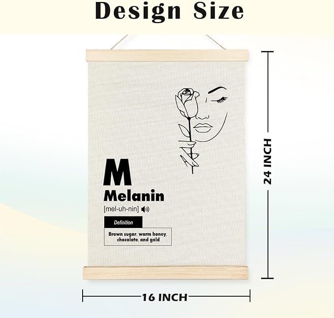 JINYO Melanin Black Girl Canvas Wall Art Poster, Black and White Abstract Minimalist Line African American Woman Poster Prints Wall Decor for Girls Bedroom Dorm, 11x14 Inch Set of 2