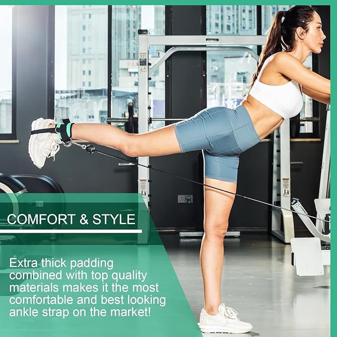 VAIIO Ankle Straps for Cable Machines,Adjustable Comfort fit Neoprene, Reinforce Double D-Ring - Premium Ankle Cuffs to Improve Abdominal Muscles, Lift The Butts, Tone The Legs for Men & Women
