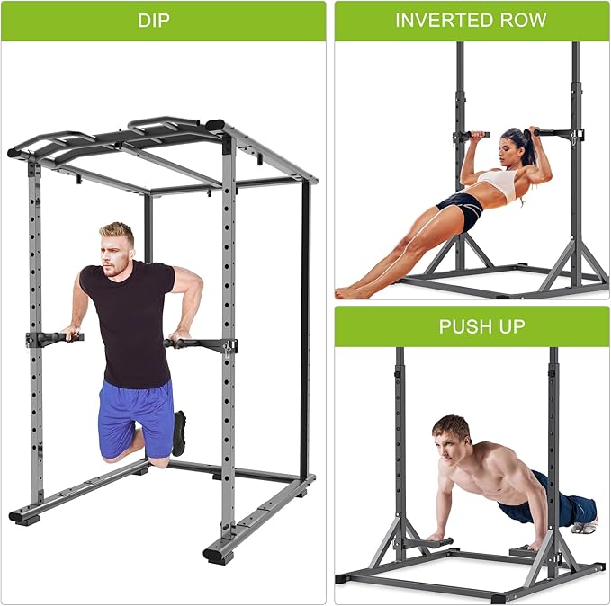 Dip Bar Attachment for Power Rack, Non-Slip Wide & Narrow Grip Handles, 500 lbs Capacity, Squat Rack Attachment for Dips, Inverted Rows, Push-Ups