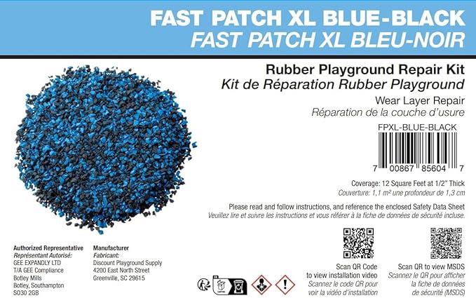 Poured-in-Place Surfacing Repair Kit Fix Rubber Playground (Blue/Black, XL)