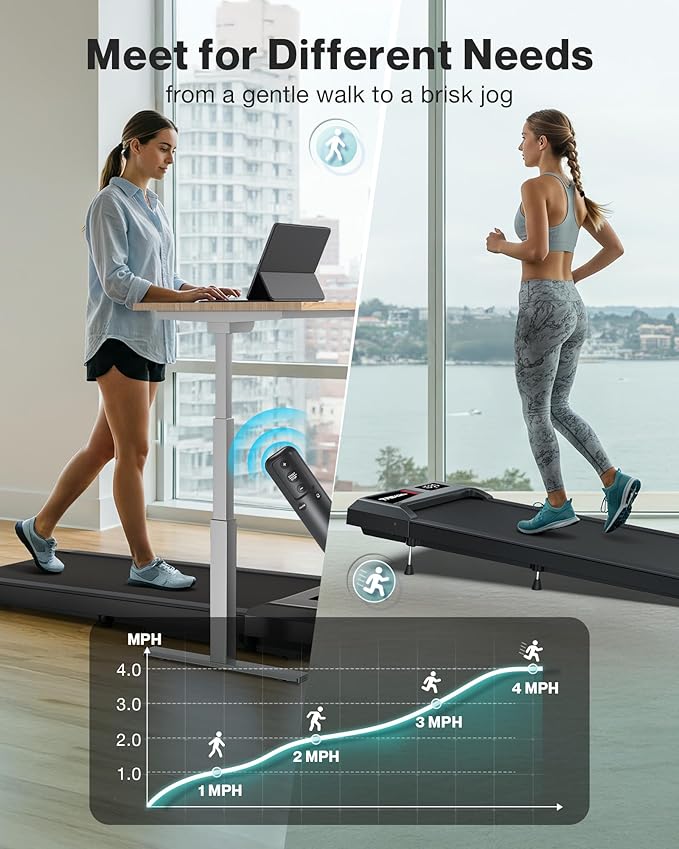 COZYINN 10% Incline Walking Pad - 2.5HP 4MPH/7.6MPH 265/340+lb Capacity Treadmills for Home, Portable Foldable Adjustable Incline Treadmill with Wide Running Area, Mute Control, Works with KINOMAP