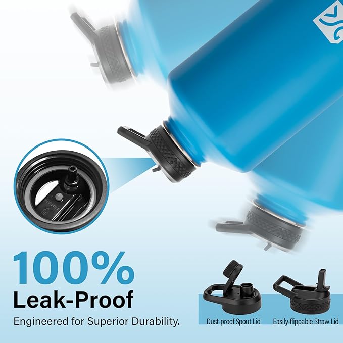 1 Gallon Water Bottle Insulated | Thickened Stainless Steel Vacuum Metal Water Jug | Portable Sports Large for Gym and Hiking with Straw, Carrier Bag, Handle Strap | BPA-Free 128 oz