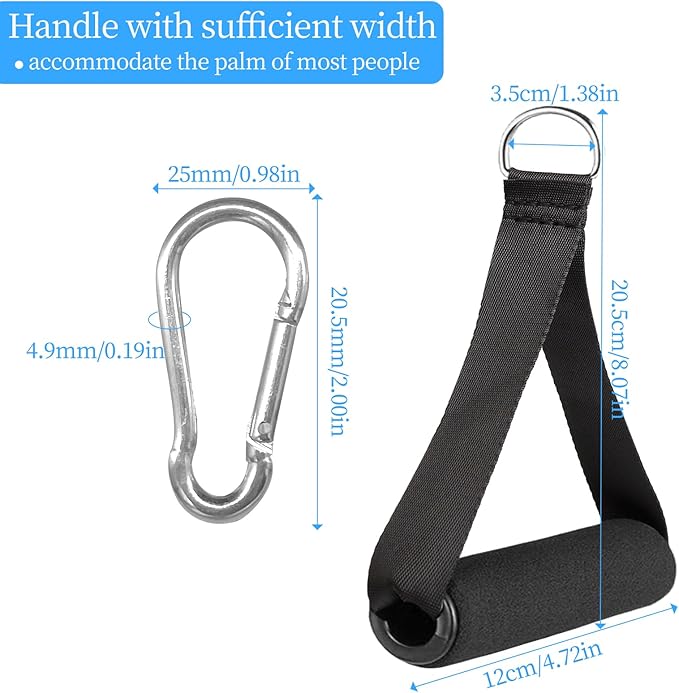 Gym Handles - Heavy Duty Cable Handles with 4 Carabiners for Resistance Bands, Strength Trainers, Home Exercise (Set of 4)