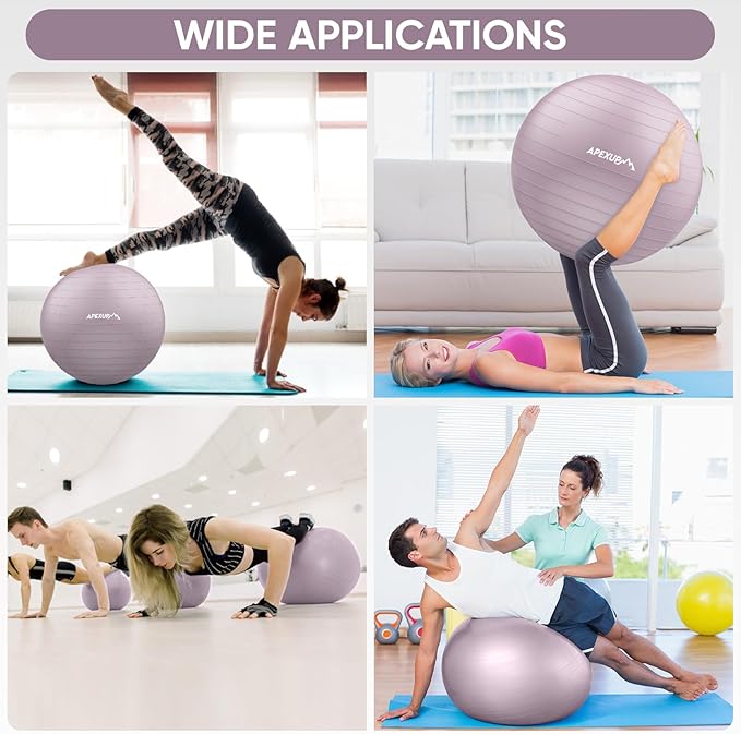 APEXUP Yoga Ball Exercise Ball Anti Slip Heavy Duty for Fitness, Balance & Core Workout