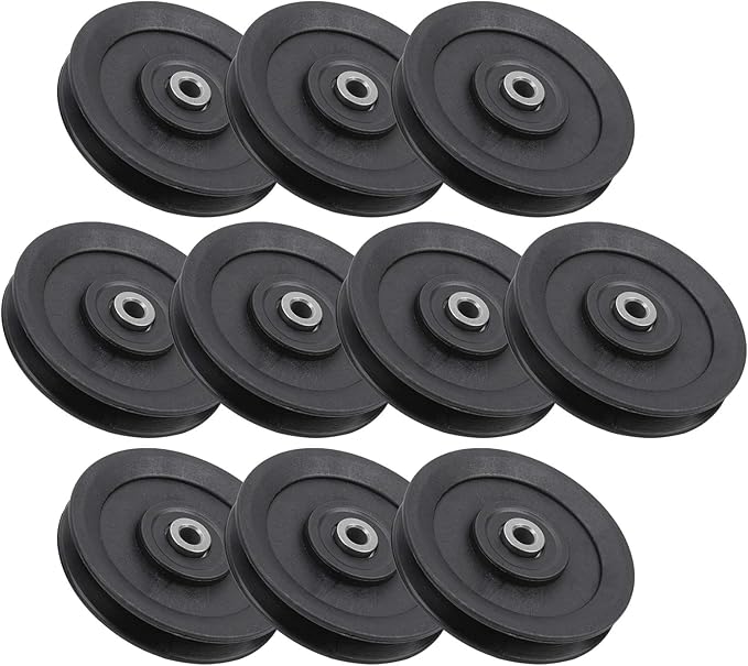 Keenso 10 Pcs 115mm Nylon Bearing Pulley Wheel Replacement Home Gym Equipment Machine Attachments Exercise Accessory
